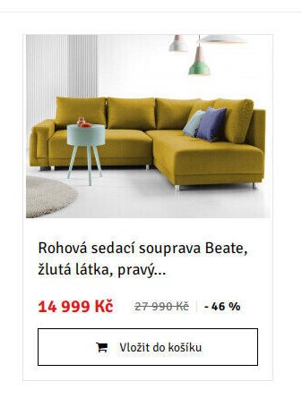 Rohová sedací souprava Beate, žlutá látka, pravý...