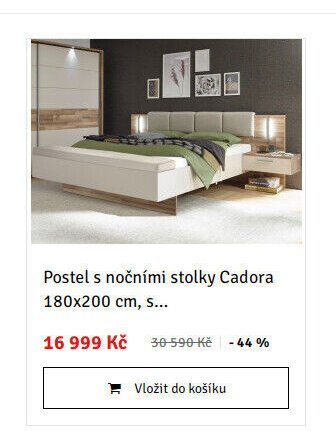 Postel s nočními stolky Cadora 180x200 cm, s...