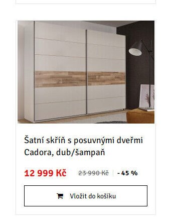Šatní skříň s posuvnými dveřmi Cadora, dub/šampaň