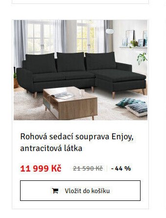 Rohová sedací souprava Enjoy, antracitová látka