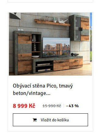 Obývací stěna Pico, tmavý beton/vintage...