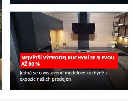 NEJVĚTŠÍ VÝPRODEJ KUCHYNÍ SE SLEVOU AŽ 80 %