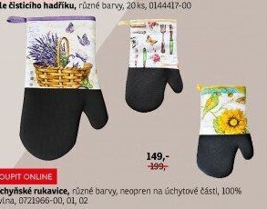 Kuchyňské rukavice, různé barvy, neopren na úchytové části, 100% bavlna