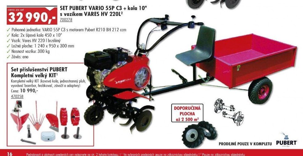 Set Pubert Vario 55P C3 + kola 10 + vozík Vares HV 220L