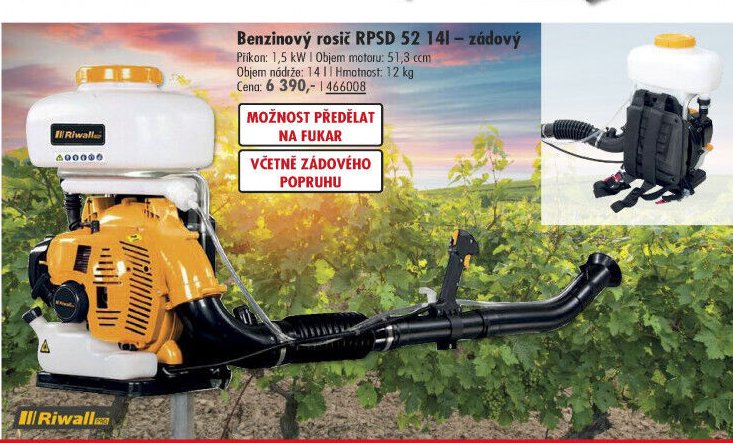 Benzinový rosič RPSD 52 14l – zádový