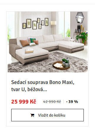 Sedací souprava Bono Maxi, tvar U, béžová...