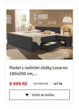 Postel s nočními stolky Locarno 180x200 cm,...