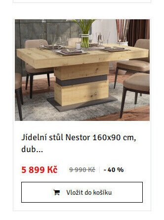 Jídelní stůl Nestor 160x90 cm, dub...
