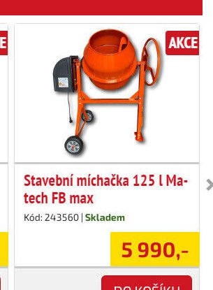 Stavební míchačka 125 l Ma-tech FB max