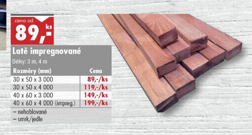Latě impregnované