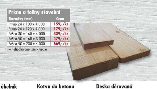 Prkna a fošny stavební