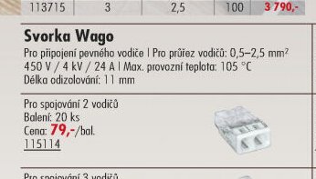Svorka Wago (2 vodiče 2,5 mm)