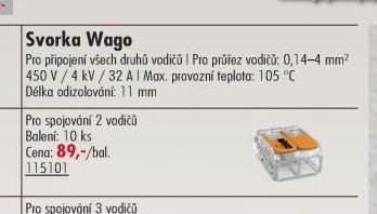 Svorka Wago (2 vodiče 4 mm)