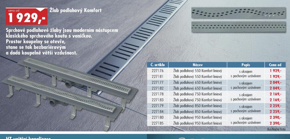 Žlab podlahový Komfort