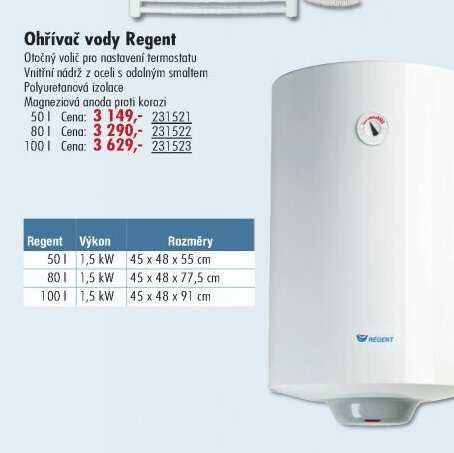 Ohřívač vody Regent