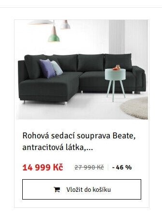 Rohová sedací souprava Beate, antracitová látka,...