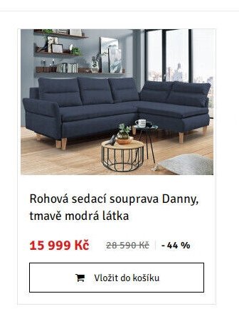 Rohová sedací souprava Danny, tmavě modrá látka