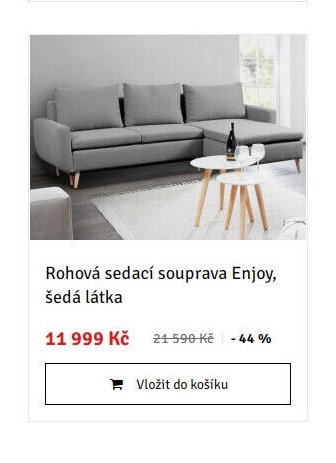 Rohová sedací souprava Enjoy, šedá látka