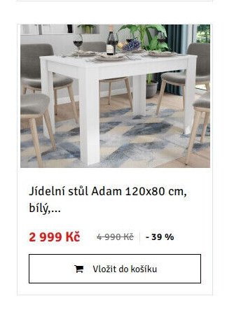 Jídelní stůl Adam 120x80 cm, bílý,...