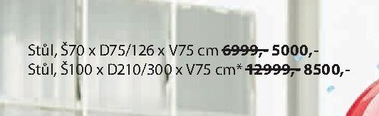 Stůl, Š70 x D75/126 x V75 cm