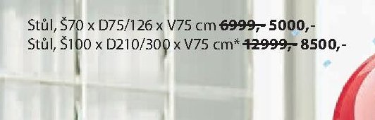 Stůl, Š100 x D210/300 x V75 cm