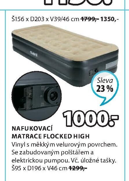 Nafukovací matrace FLOCKED HIGH