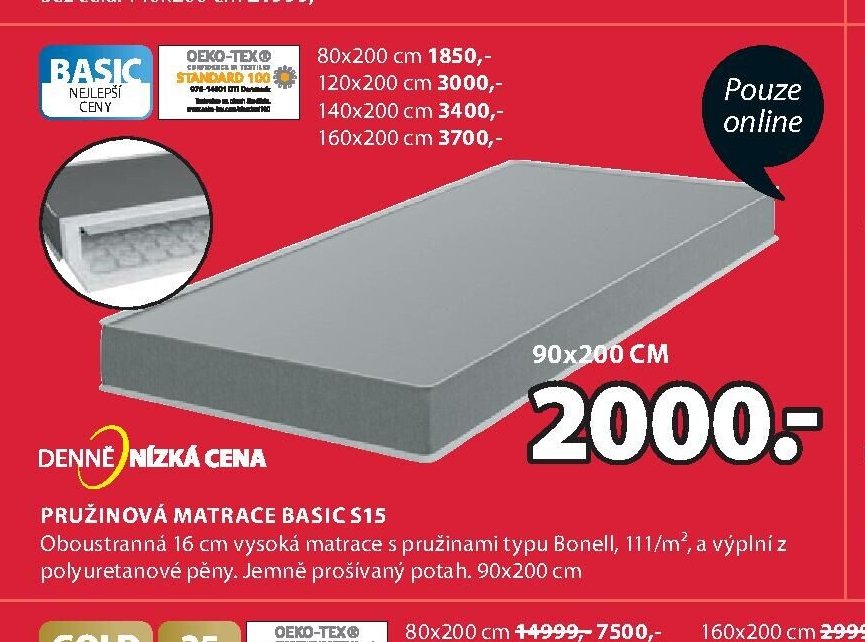 PRUŽINOVÁ MATRACE BASIC S15