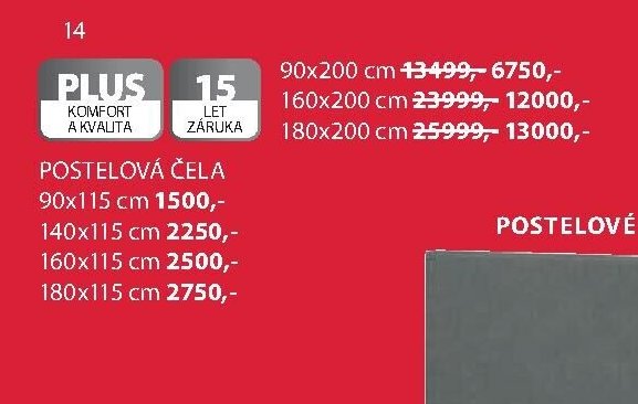 POSTELOVÁ ČELA