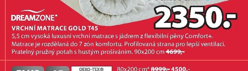 VRCHNÍ MATRACE GOLD T45