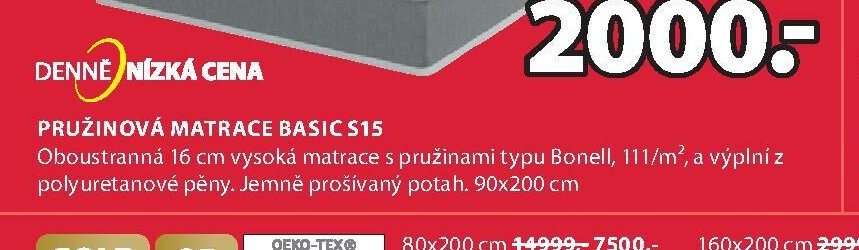 PRUŽINOVÁ MATRACE BASIC S15