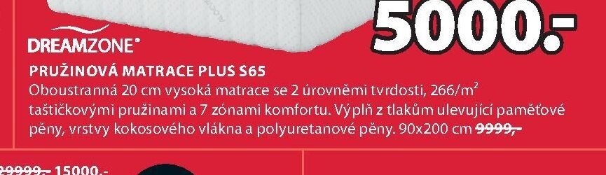 PRUŽINOVÁ MATRACE PLUS S65