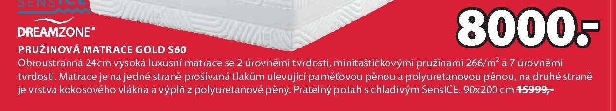 PRUŽINOVÁ MATRACE GOLD S60