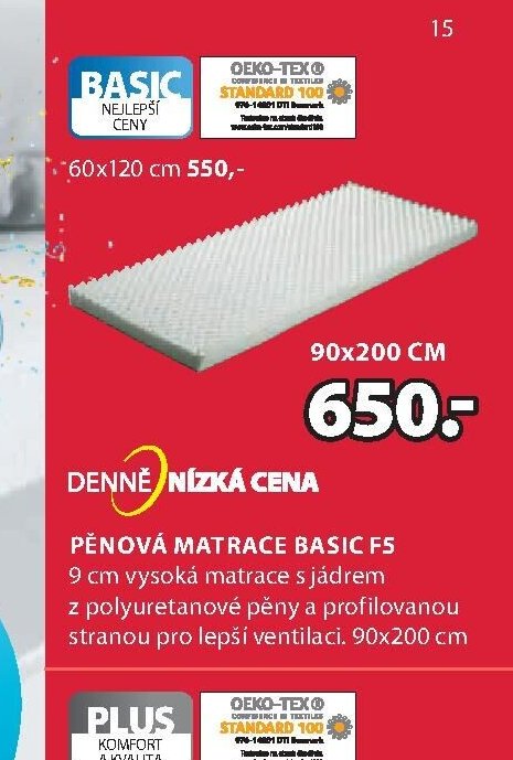 PĚNOVÁ MATRACE BASIC F5