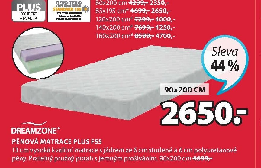 PĚNOVÁ MATRACE PLUS F55