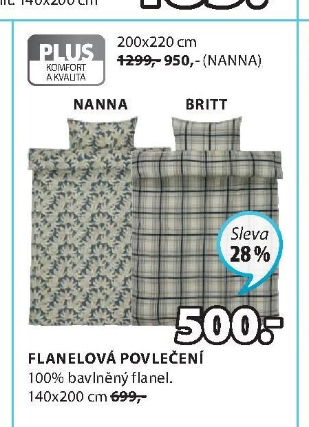 PLUS FLANELOVÁ POVLEČENÍ NANNA