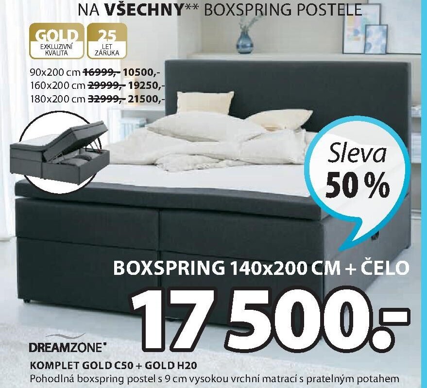 Boxspring postel GOLD C50 + GOLD H20