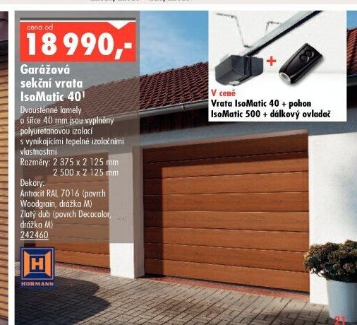 Garážová sekční vrata IsoMatic 40