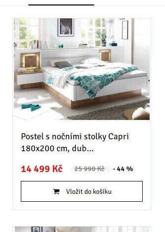 Postel s nočními stolky Capri 180x200 cm, dub...