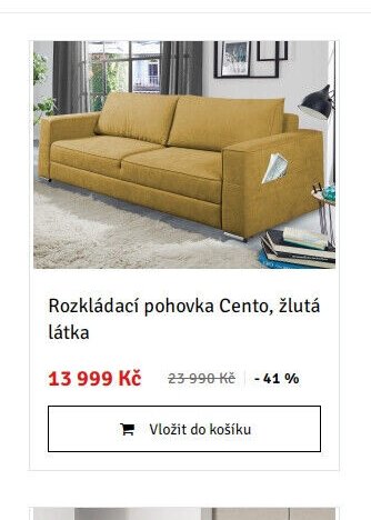 Rozkládací pohovka Cento, žlutá látka