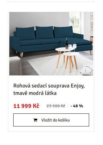 Rohová sedací souprava Enjoy, tmavě modrá látka