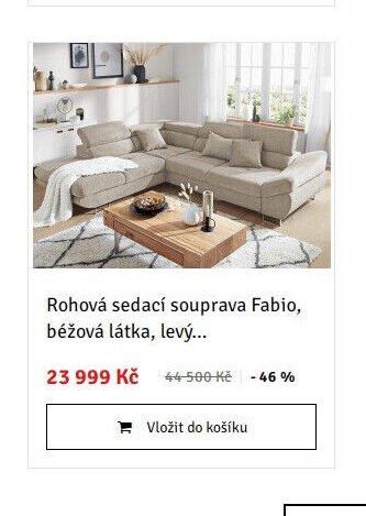 Rohová sedací souprava Fabio, béžová látka, levý...
