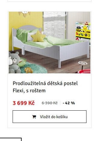Prodloužitelná dětská postel Flexi, s roštem