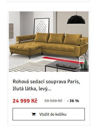 Rohová sedací souprava Paris, žlutá látka, levý...