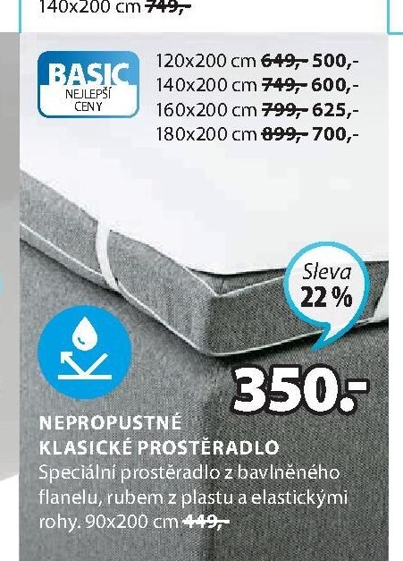 Nepropustné klasické prostěradlo