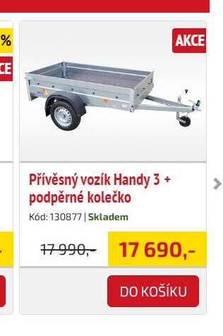 Přívěsný vozík Handy 3 + podpěrné kolečko