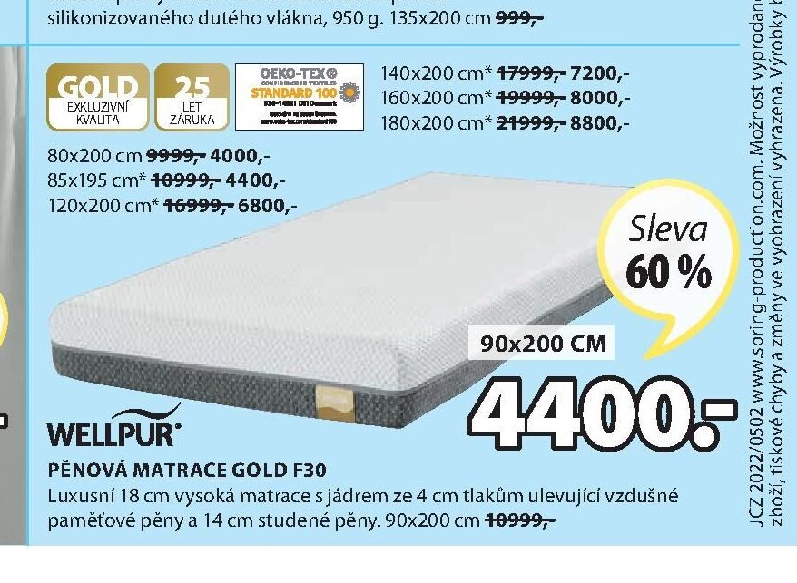 Pěnová matrace GOLD F30