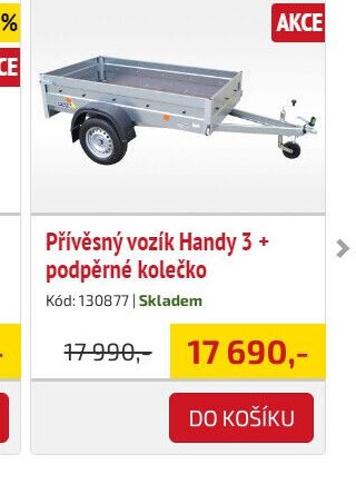 Přívěsný vozík Handy 3 + podpěrné kolečko