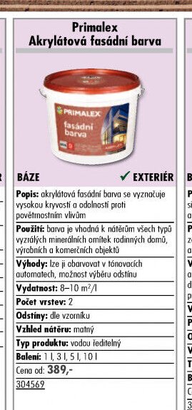 Primalex Akrylátová fasádní barva