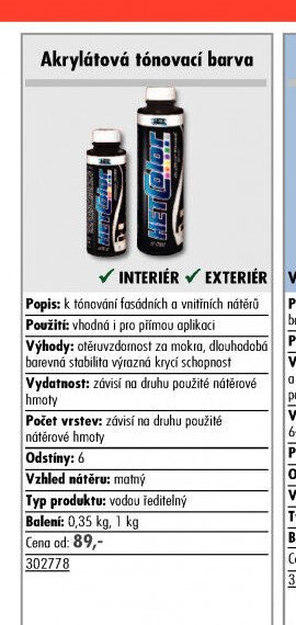 Akrylátová tónovací barva