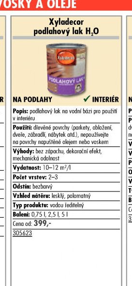 Xyladecor podlahový lak H2O